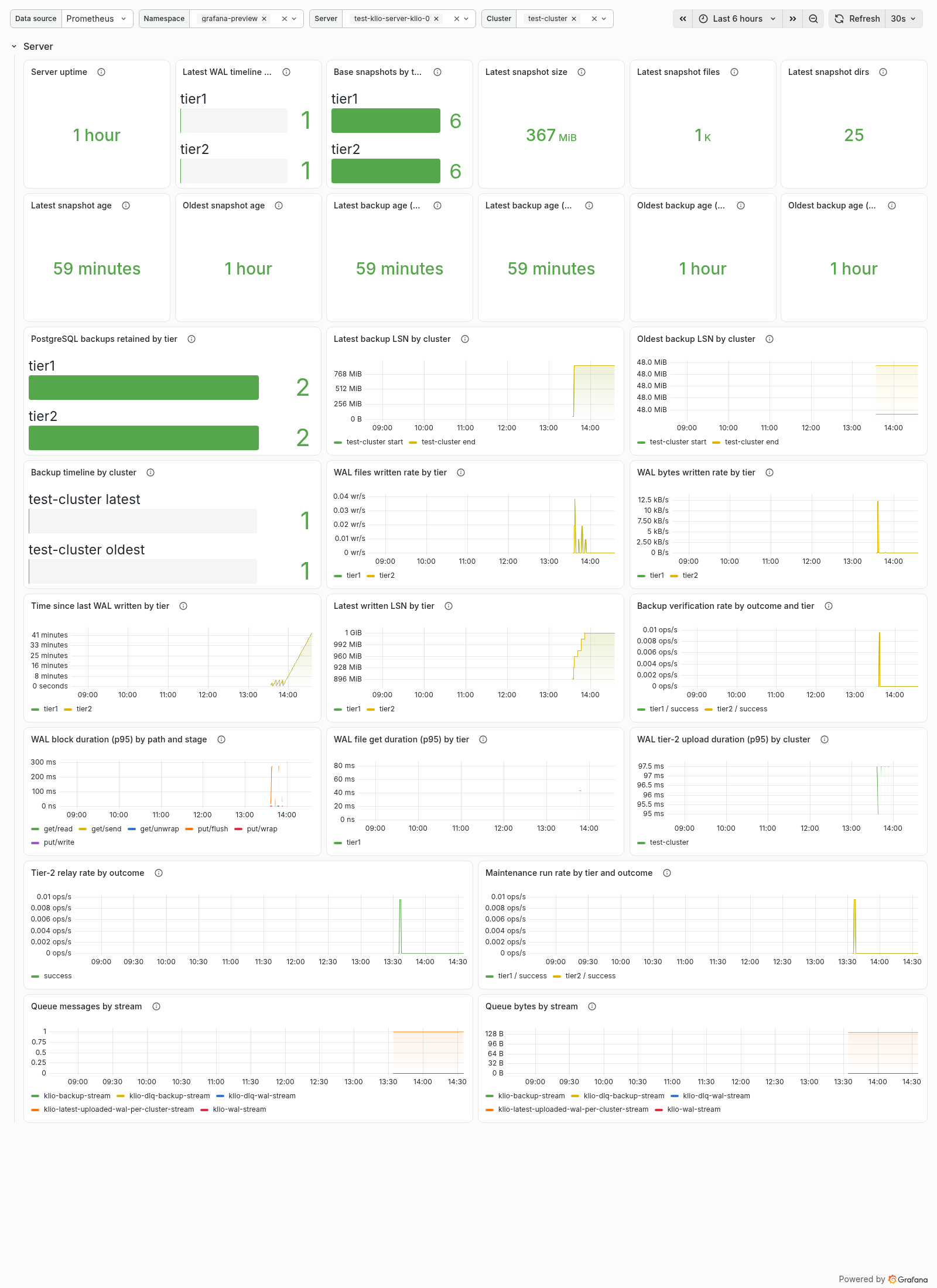Klio server metrics